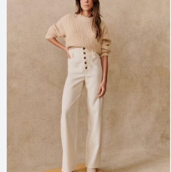 Sezane Pants - Sezane Jones Trousers Ecru